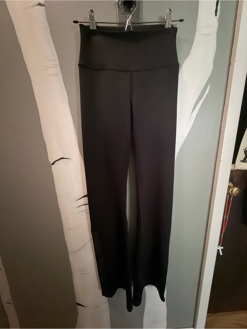 Ali Yoga High -Waist Black Flared Leg Snap up pants